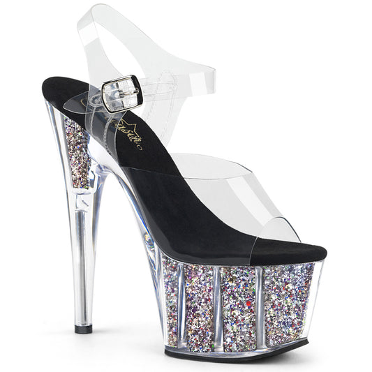 【PLEASER】ADORE-708CG シューズ Clr/Slv Confetti Glitter【取寄】