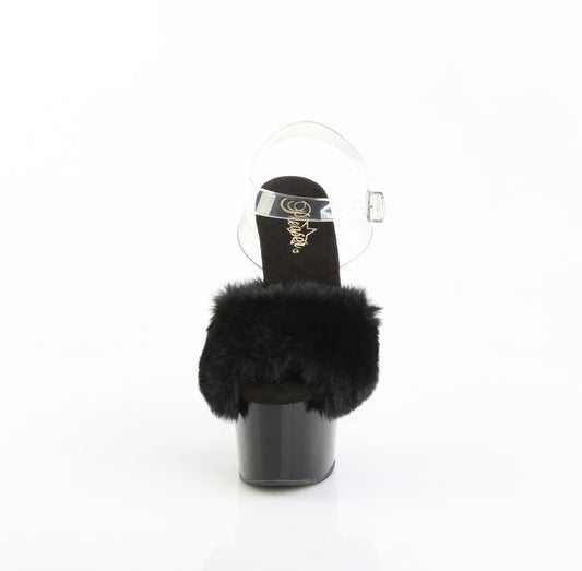 【PLEASER】ADORE-708FUR プラットフォームシューズ Blk Faux Fur-Clr TPU/Blk【取寄】
