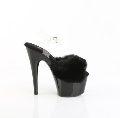 【PLEASER】ADORE-708FUR シューズ Blk Faux Fur-Clr TPU/Blk【取寄】