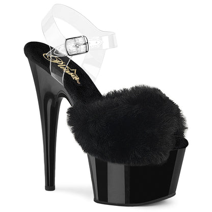 【PLEASER】ADORE-708FUR シューズ Blk Faux Fur-Clr TPU/Blk【取寄】