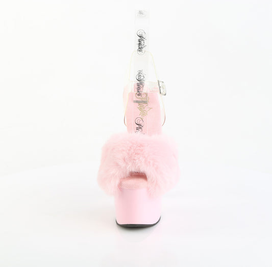 【PLEASER】ADORE-708FUR プラットフォームシューズ B. Pink Faux Fur-Clr TPU/B. Pink【取寄】