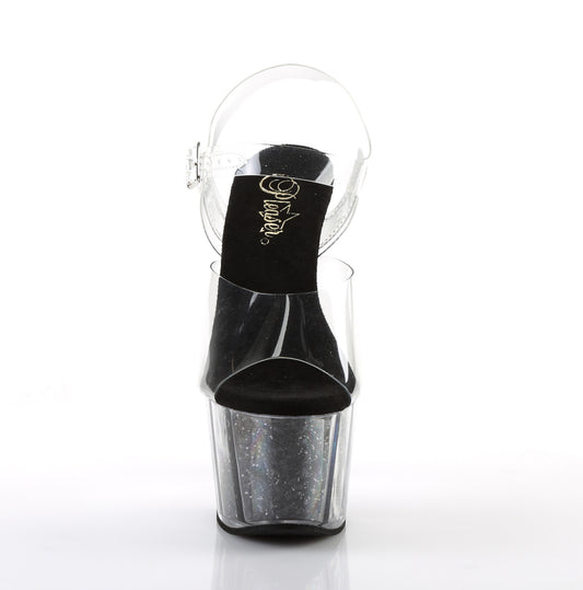 【PLEASER】ADORE-708G プラットフォームシューズ Clr/Blk Glitter Inserts【取寄】
