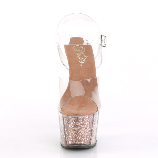 【PLEASER】ADORE-708G プラットフォームシューズ Clr/Rose Gold Glitter Inserts【取寄】