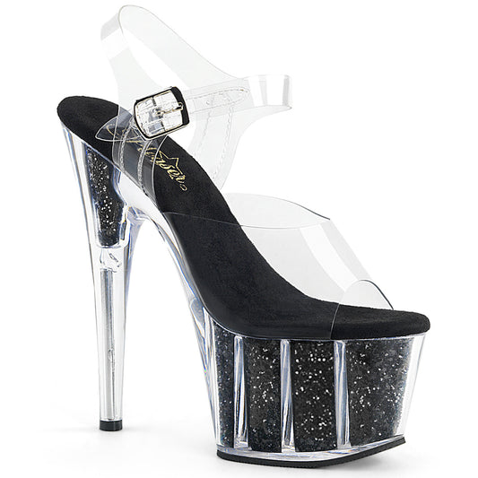 【PLEASER】ADORE-708G プラットフォームシューズ Clr/Blk Glitter Inserts【取寄】