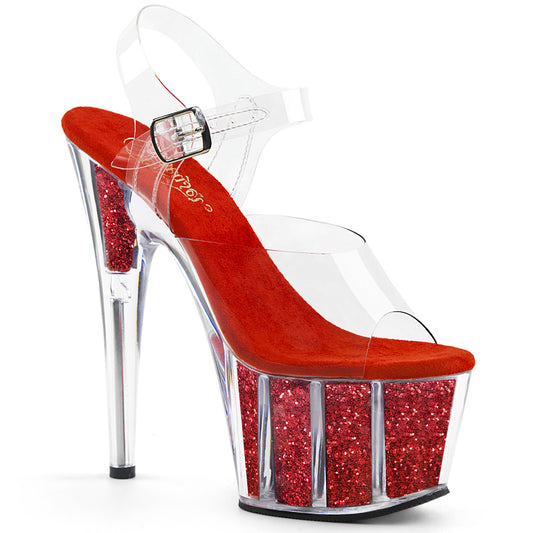 【PLEASER】ADORE-708G プラットフォームシューズ Clr/Red Glitter Inserts【取寄】