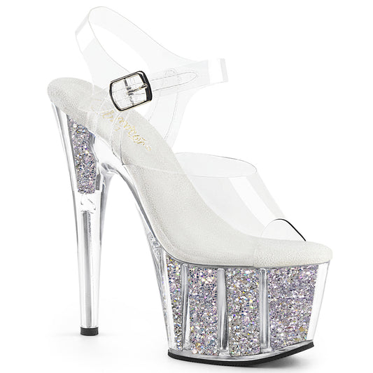 【PLEASER】ADORE-708G プラットフォームシューズ Clr/Silver Multi Glitter Inserts【取寄】