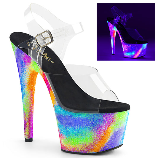 【PLEASER】ADORE-708GXY プラットフォームシューズ Clr/Neon Galaxy Glitter【取寄】