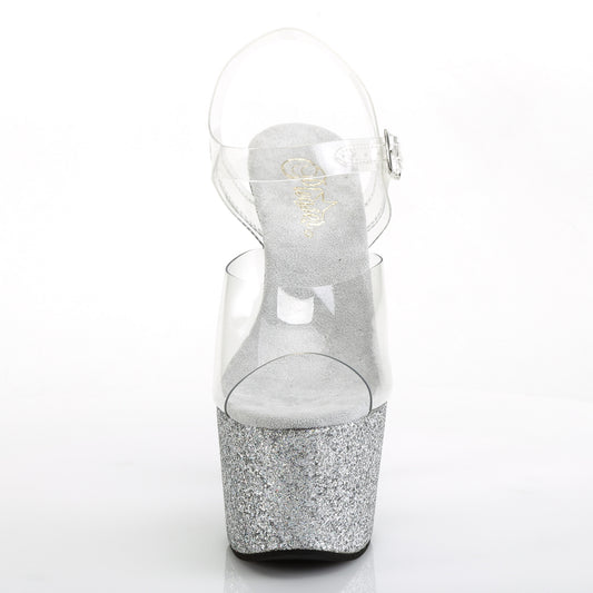 【PLEASER】ADORE-708HMG シューズ Clr/Slv Multi Glitter【取寄】