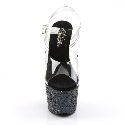 【PLEASER】ADORE-708LG プラットフォームシューズ Clr/Blk Multi Glitter【取寄】