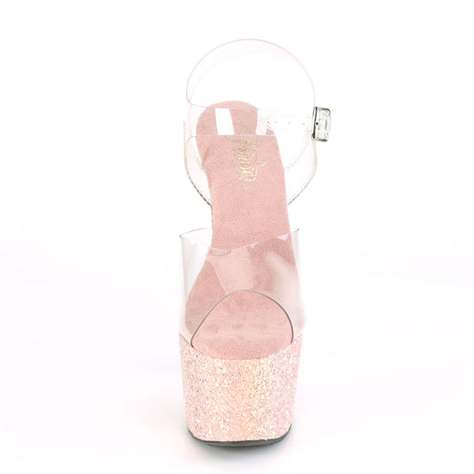 【PLEASER】ADORE-708LG プラットフォームシューズ Clr/Dusty Blush Glitter【取寄】