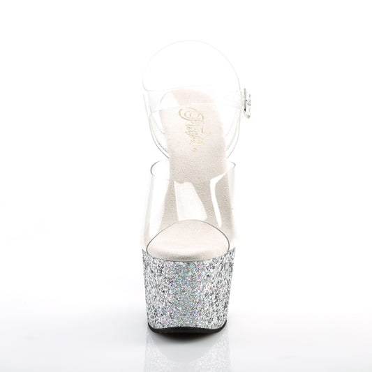 【PLEASER】ADORE-708LG プラットフォームシューズ Clr/Slv Multi Glitter【取寄】