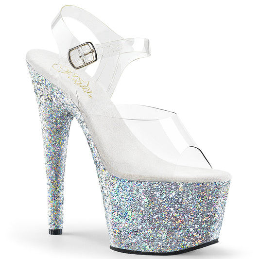 【PLEASER】ADORE-708LG プラットフォームシューズ Clr/Slv Multi Glitter【取寄】