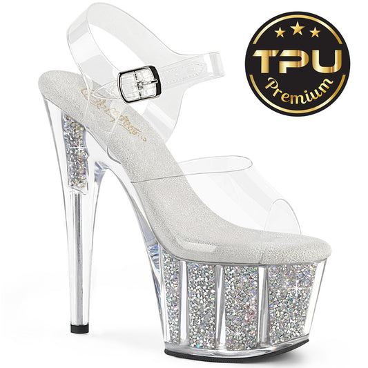 【PLEASER】ADORE-708PREM-RSI プラットフォームシューズ Clr/Clr-Slv AB RS【取寄】