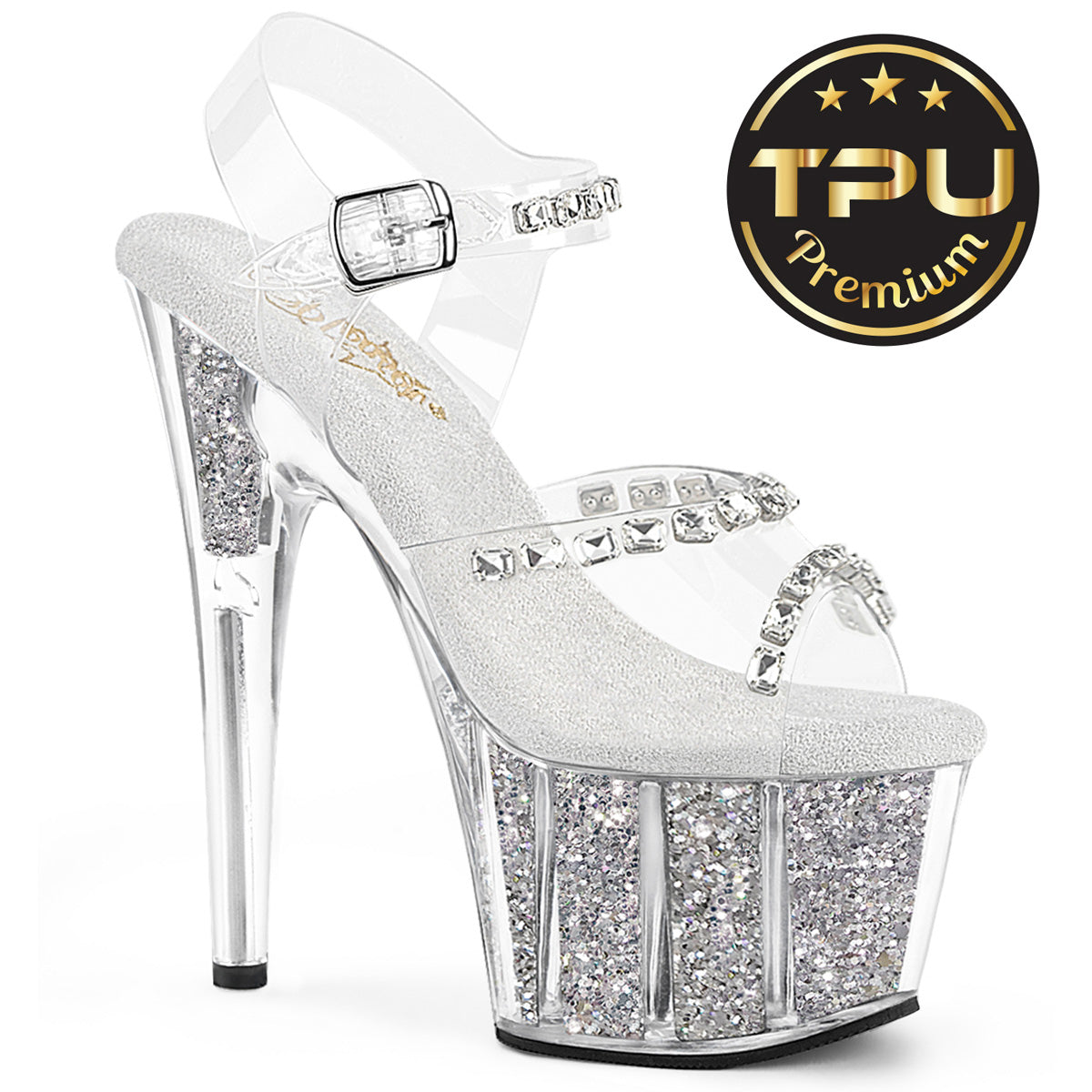 【PLEASER】ADORE-708PREM-STNG シューズ Clr TPU/Slv Glitter Ins【取寄】
