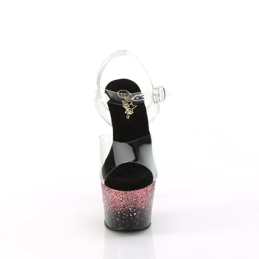 【PLEASER】ADORE-708SS プラットフォームシューズ Clr/Blk-Pink Multi Glitter【取寄】