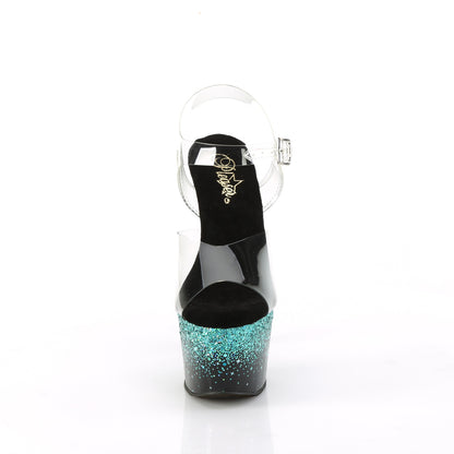 【PLEASER】ADORE-708SS シューズ Clr/Blk-Turquoise Multi Glitter【取寄】