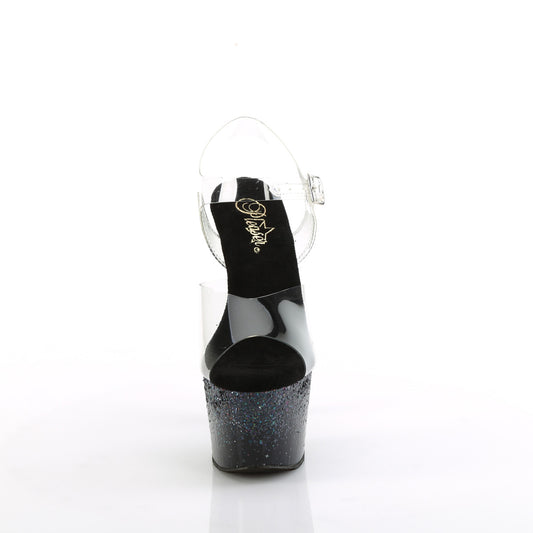 【PLEASER】ADORE-708SS プラットフォームシューズ Clr/Blk Multi Glitter【取寄】