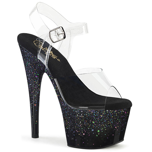 【PLEASER】ADORE-708SS プラットフォームシューズ Clr/Blk Multi Glitter【取寄】
