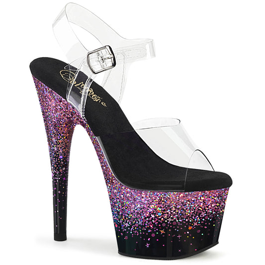 【PLEASER】ADORE-708SS プラットフォームシューズ Clr/Blk-Purple Multi Glitter【取寄】