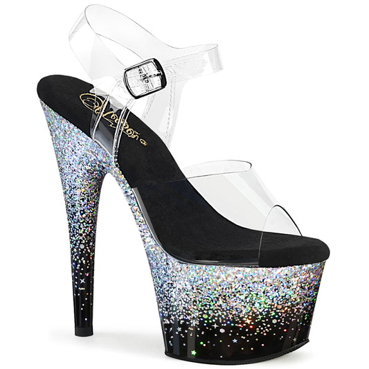 【PLEASER】ADORE-708SS プラットフォームシューズ Clr/Blk-Slv Multi Glitter【取寄】