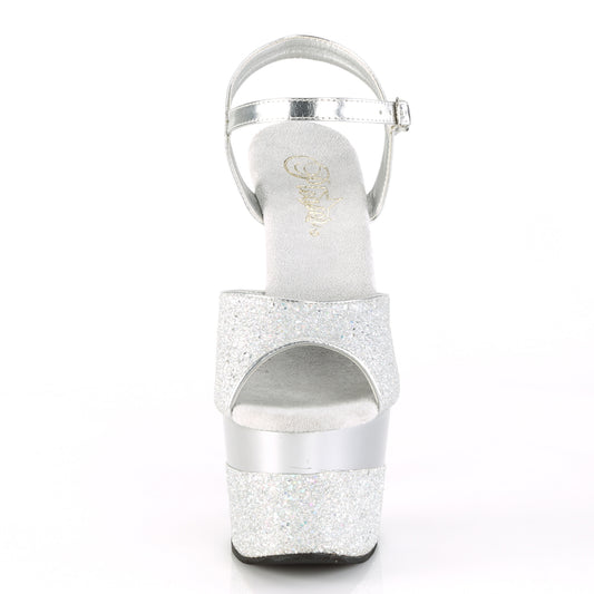 【PLEASER】ADORE-709-2G プラットフォームシューズ Slv Multi Glitter/Slv Multi Glitter【取寄】