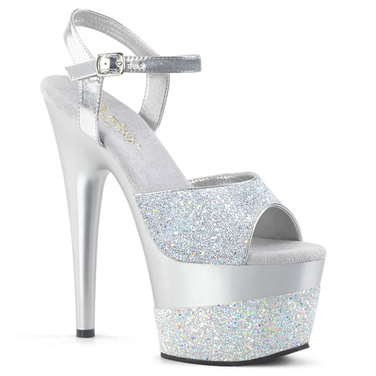 【PLEASER】ADORE-709-2G プラットフォームシューズ Slv Multi Glitter/Slv Multi Glitter【取寄】