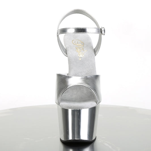 【PLEASER】ADORE-709 プラットフォームシューズ Slv Met. Pu/Slv Chrome【取寄】