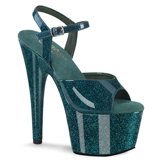 【PLEASER】ADORE-709GP プラットフォームシューズ Teal Glitter Pat/M【取寄】