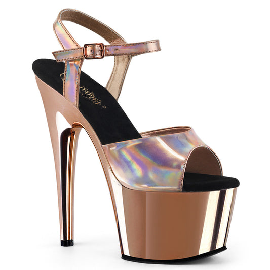 【PLEASER】ADORE-709HGCH プラットフォームシューズ Rose Gold Hologram/Rose Gold Chrome【取寄】