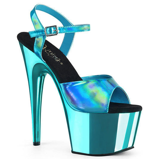 【PLEASER】ADORE-709HGCH プラットフォームシューズ Turquoise Hologram/Turquoise Chrome【取寄】