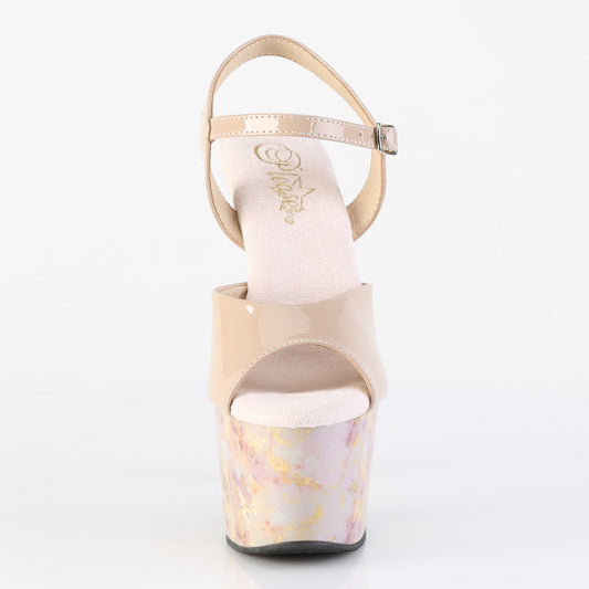 【PLEASER】ADORE-709MB プラットフォームシューズ Nude Pat/Blush-Gold Marble【取寄】