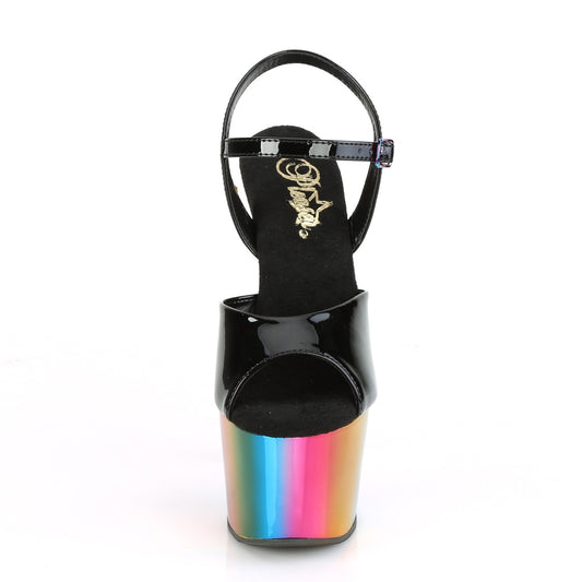 【PLEASER】ADORE-709RC プラットフォームシューズ Blk Pat/Rainbow Chrome【取寄】