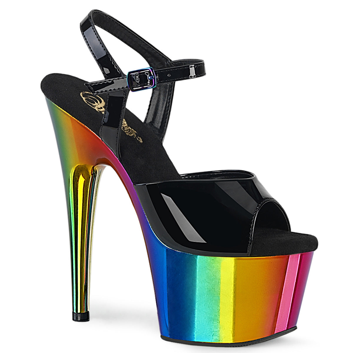 【PLEASER】ADORE-709RC シューズ Blk Pat/Rainbow Chrome【取寄】
