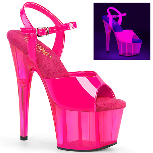 【PLEASER】ADORE-709UVT プラットフォームシューズ Neon H. Pink Pat/H. Pink Tinted【取寄】