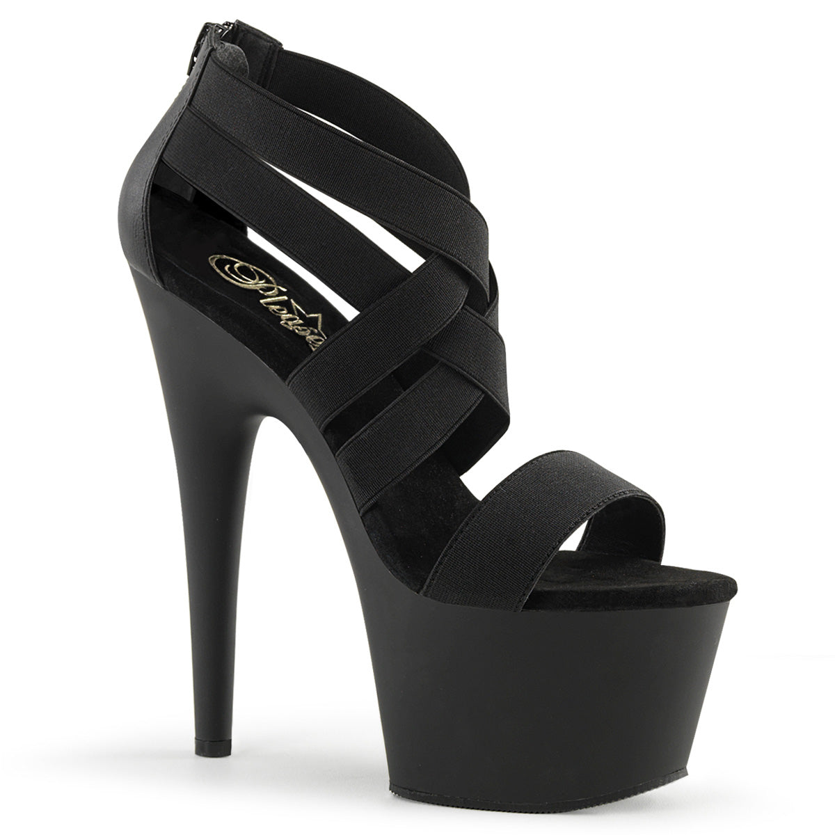 【PLEASER】ADORE-769 プラットフォームシューズ Blk Elastic Band-Faux Leather/Blk Matte【取寄】