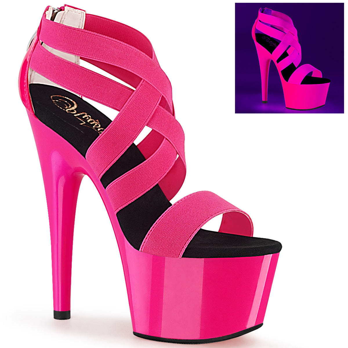 【PLEASER】ADORE-769UV シューズ Neon H. Pink Elastic Band-Pat/Neon H. Pink【取寄】