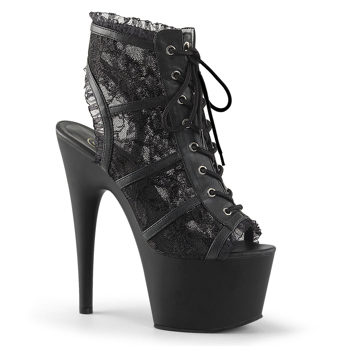 【PLEASER】ADORE-796LC シューズ Blk Mesh Lace/Blk Matte【取寄】