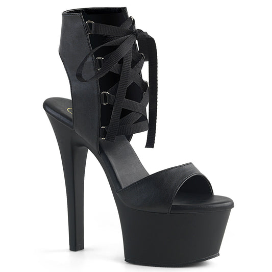【PLEASER】ASPIRE-600-14 プラットフォームシューズ Blk Faux Leather/Blk Matte【取寄】