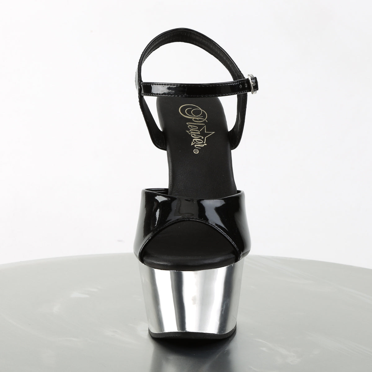 【PLEASER】ASPIRE-609 シューズ Blk Pat/Slv Chrome【取寄】