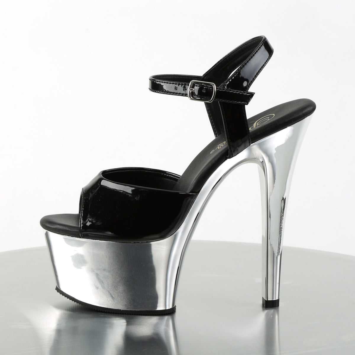 【PLEASER】ASPIRE-609 プラットフォームシューズ Blk Pat/Slv Chrome【取寄】