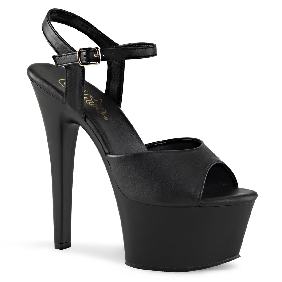 【PLEASER】ASPIRE-609 プラットフォームシューズ Blk Faux Leather/Blk Matte【取寄】