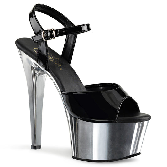 【PLEASER】ASPIRE-609 プラットフォームシューズ Blk Pat/Slv Chrome【取寄】