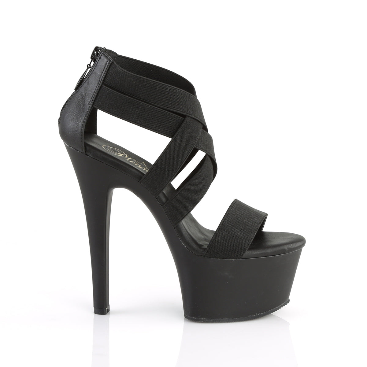 【PLEASER】ASPIRE-669 プラットフォームシューズ Blk Elastic Band-Faux Leather/Blk Matte【取寄】