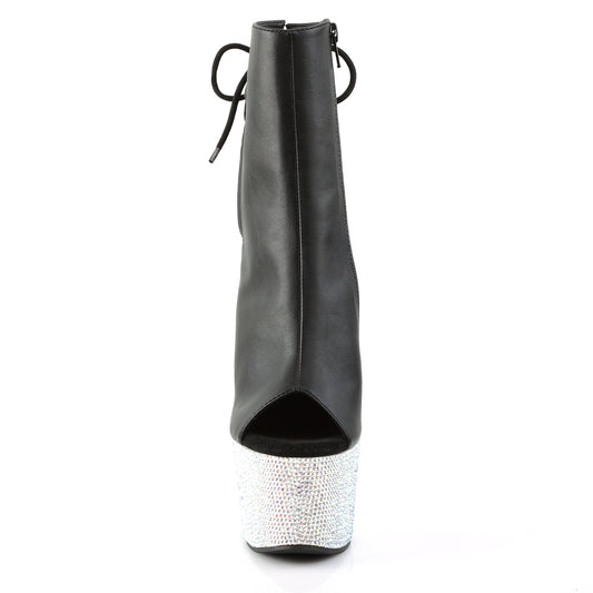 【PLEASER】BEJEWELED-1018DM-7 シューズ Blk Faux Leather/Slv Multi RS【取寄】