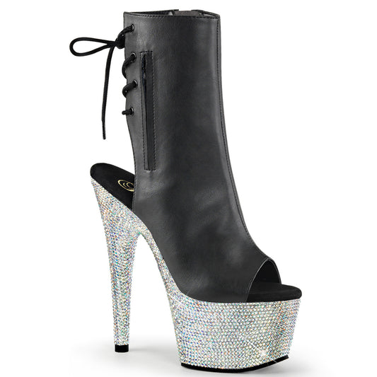 【PLEASER】BEJEWELED-1018DM-7 シューズ Blk Faux Leather/Slv Multi RS【取寄】
