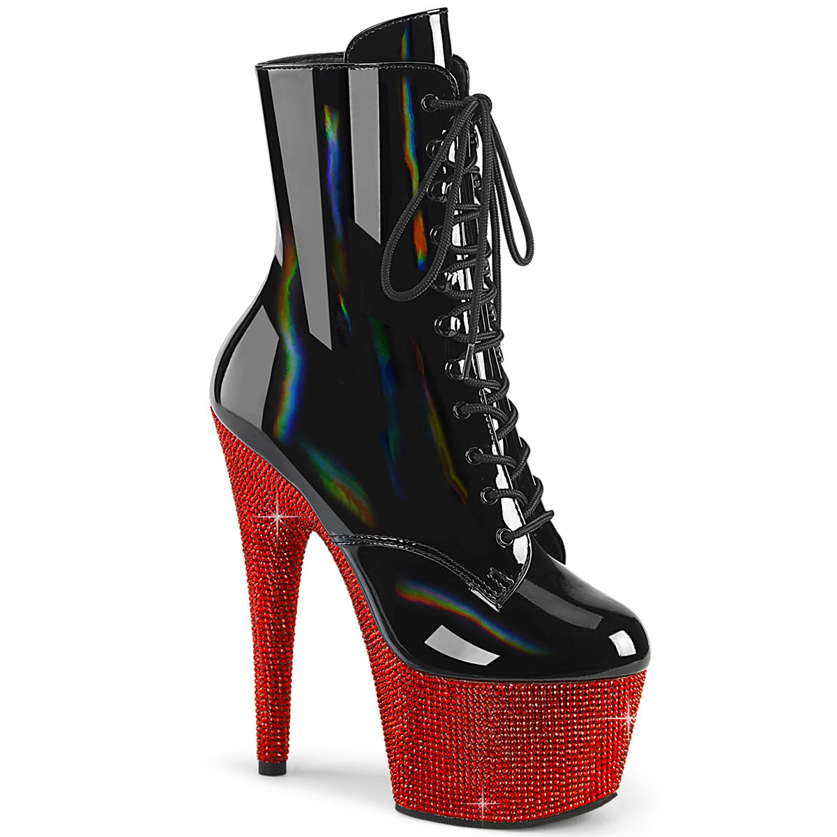 【PLEASER】BEJEWELED-1020-7 プラットフォームシューズ Blk Holo Pat/Red RS【取寄】