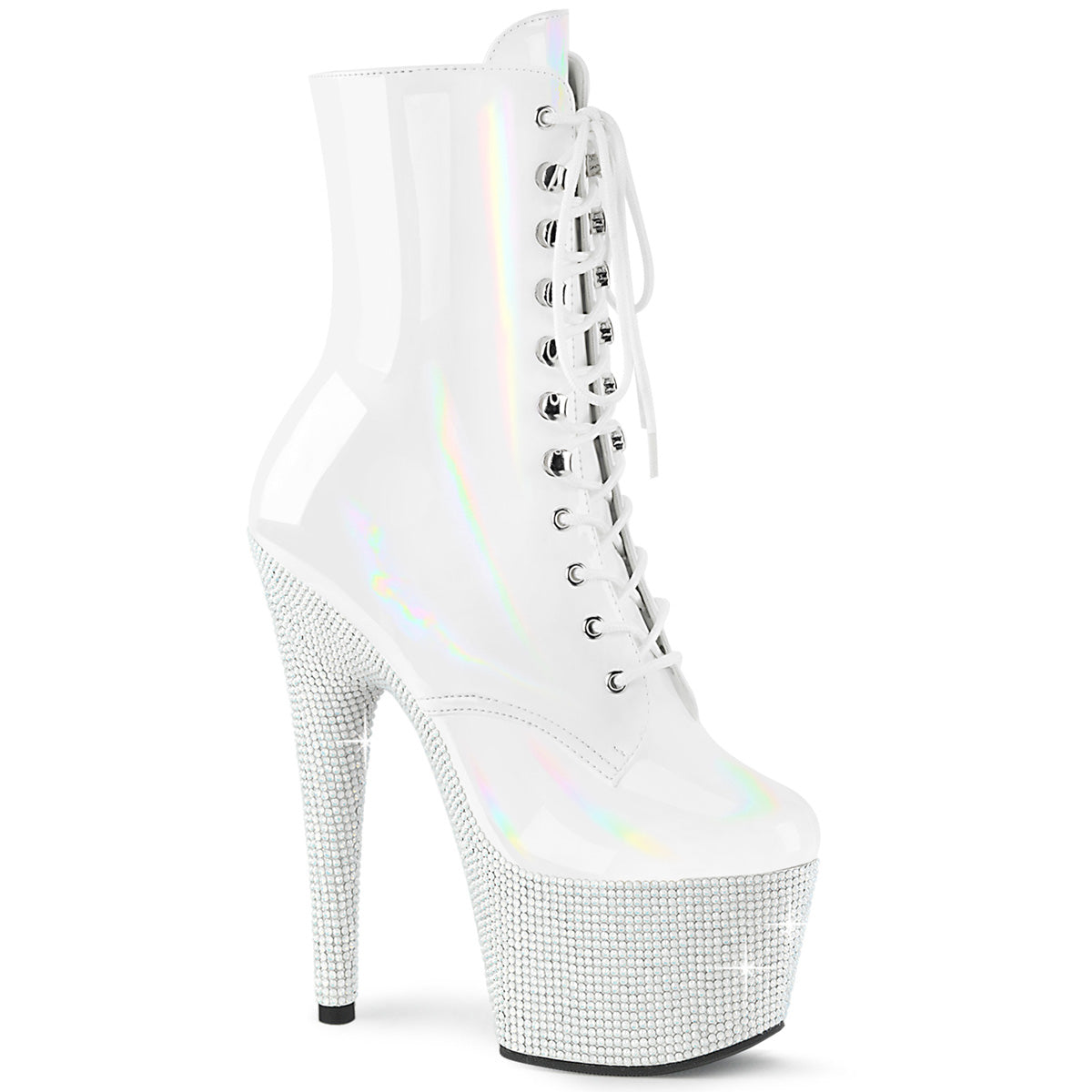 【PLEASER】BEJEWELED-1020-7 シューズ Wht Holo Pat/Wht RS【取寄】