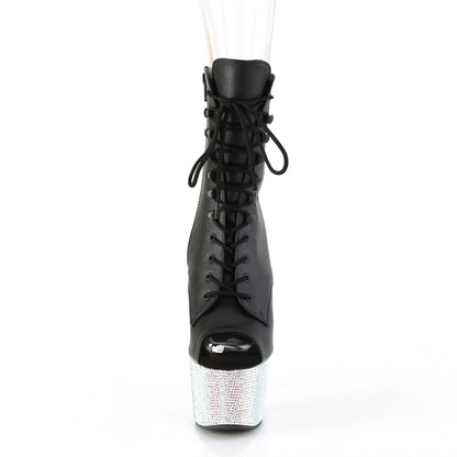 【PLEASER】BEJEWELED-1021-7 シューズ Blk Faux Leather/Slv AB RS【取寄】