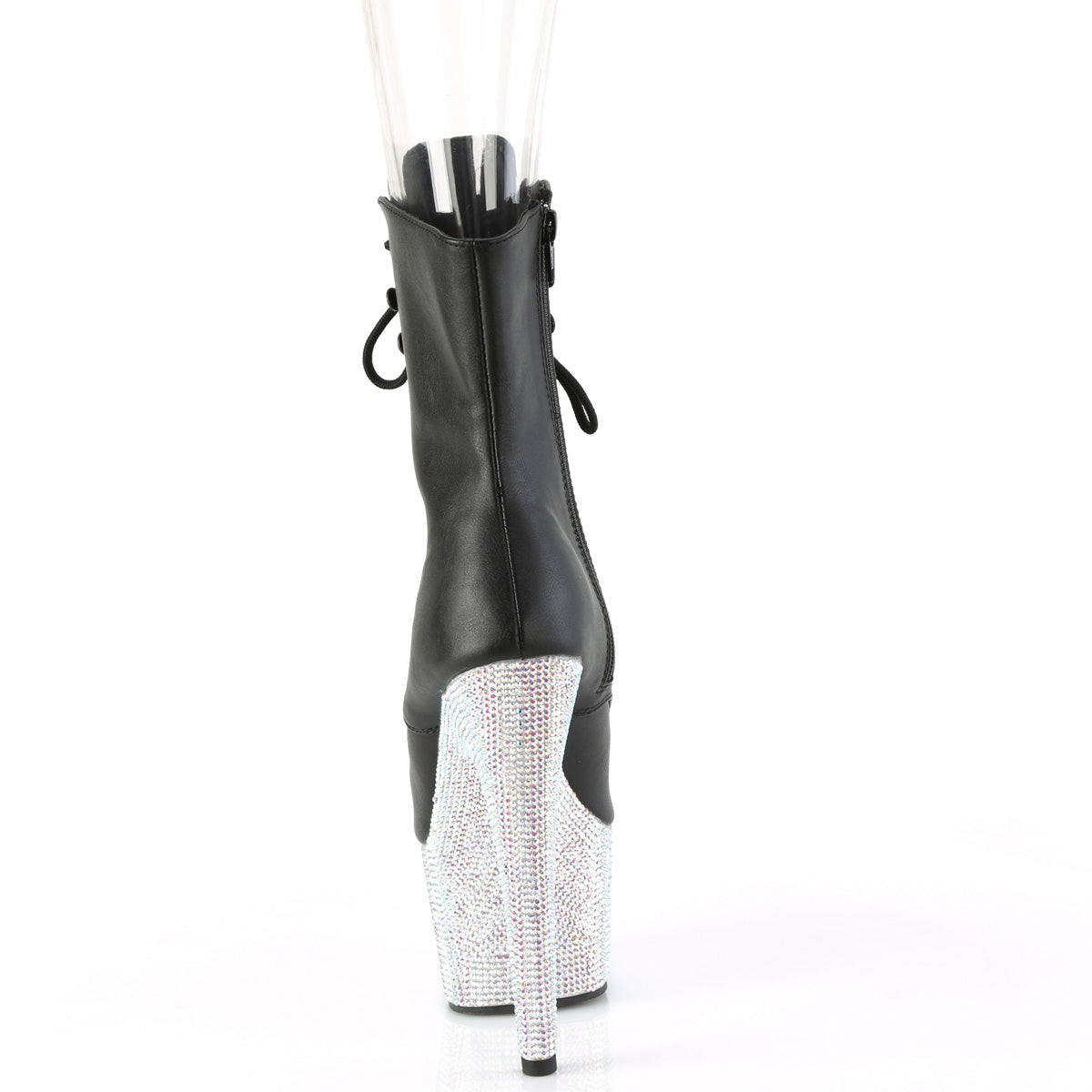【PLEASER】BEJEWELED-1021-7 プラットフォームシューズ Blk Faux Leather/Slv AB RS【取寄】
