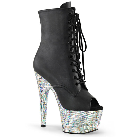 【PLEASER】BEJEWELED-1021-7 シューズ Blk Faux Leather/Slv AB RS【取寄】